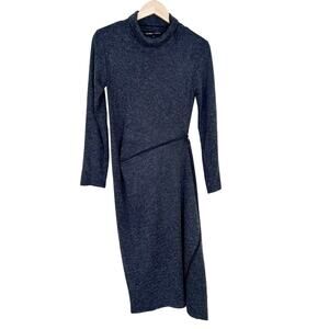 Lauren Vidal Gray Zipper Detail Midi Dress Sz S